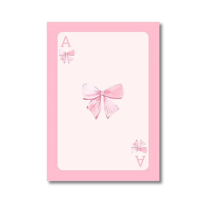 Watercolor pink bows and cherries art set bedroom wall art