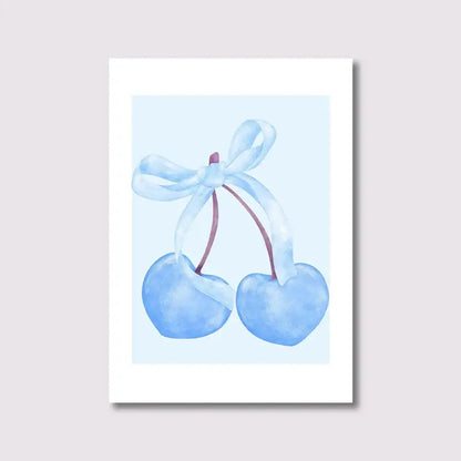 Watercolor pink bows and cherries art set bedroom wall art