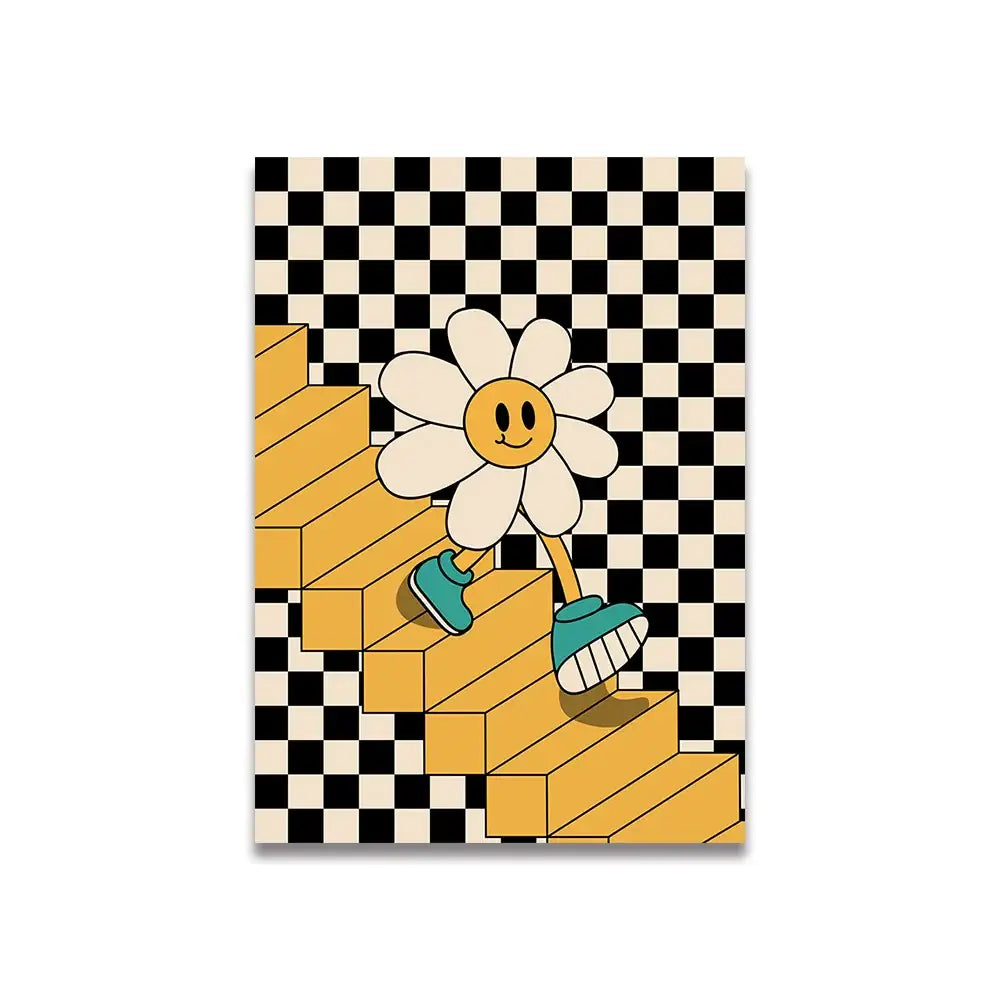 Modern ciao bella pink cartoon print canvas – bedroom wall art