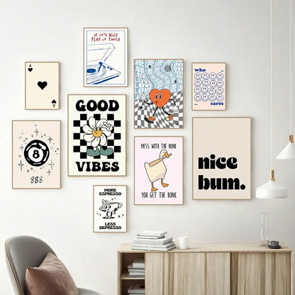 Modern ciao bella pink cartoon print canvas – bedroom wall art