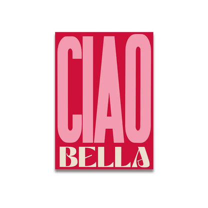 Modern ciao bella pink cartoon print canvas – bedroom wall art