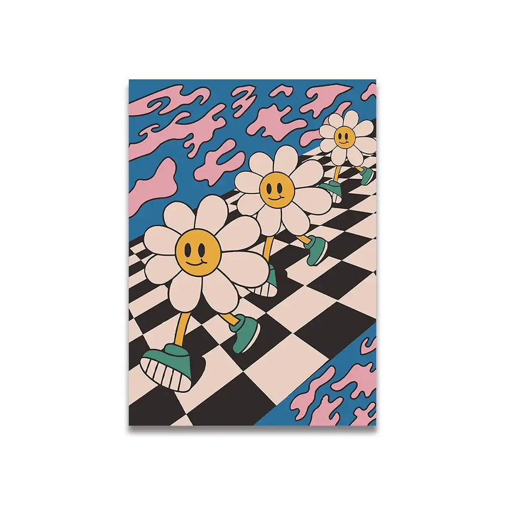 Modern ciao bella pink cartoon print canvas – bedroom wall art