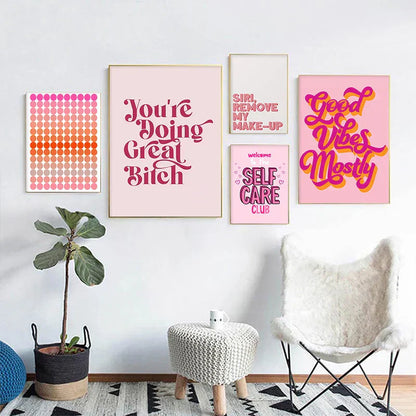 DecorBites™ Pink Makeup Funny Quote Art Poster