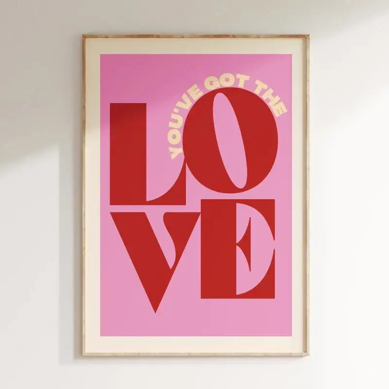Modern red and white love music wall art canvas bedroom poster