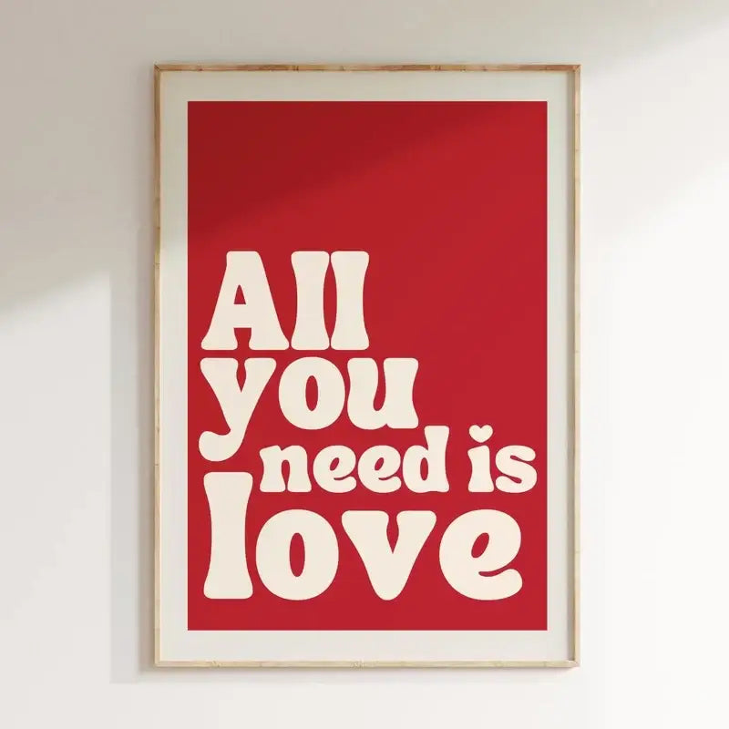 Modern red and white love music wall art canvas bedroom poster