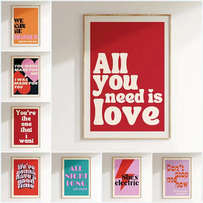 Modern red and white love music wall art canvas bedroom poster