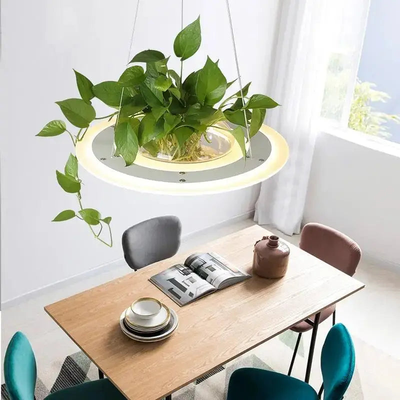 Modern white & gray planter light table pendant dining room led
