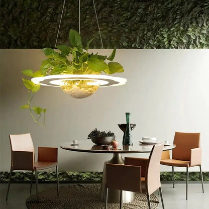 Modern white & gray planter light table pendant dining room led