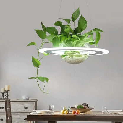 Modern white & gray planter light table pendant dining room led