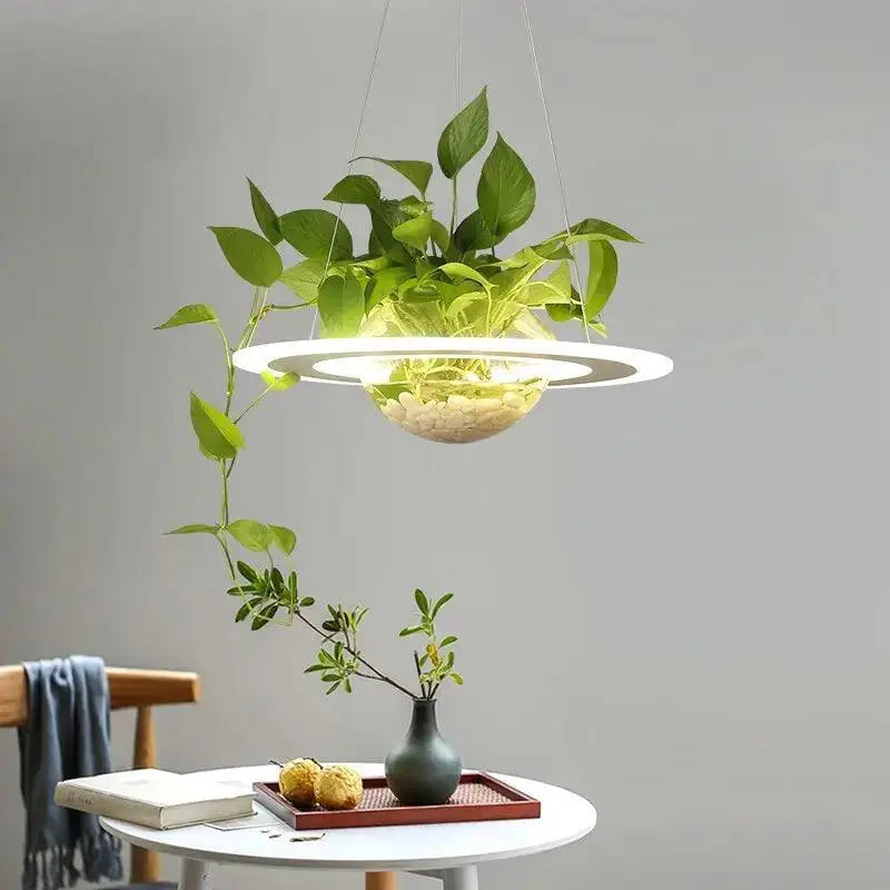 Modern white & gray planter light table pendant dining room led