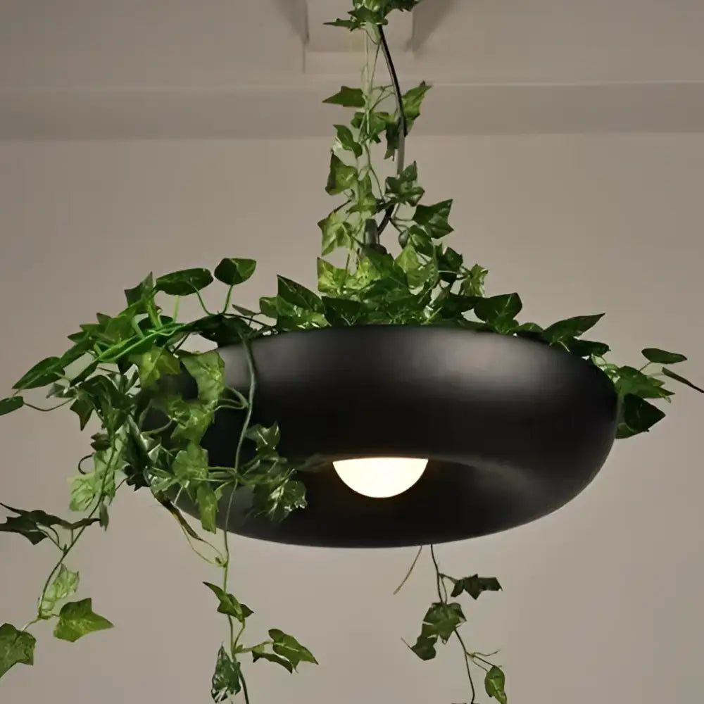 Modern white circular planter pendant lighting living room decor