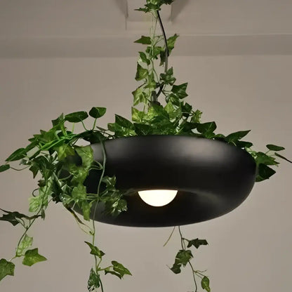 Modern white circular planter pendant lighting living room decor