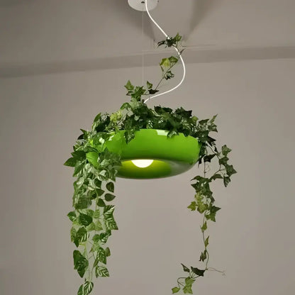 Modern white circular planter pendant lighting living room decor