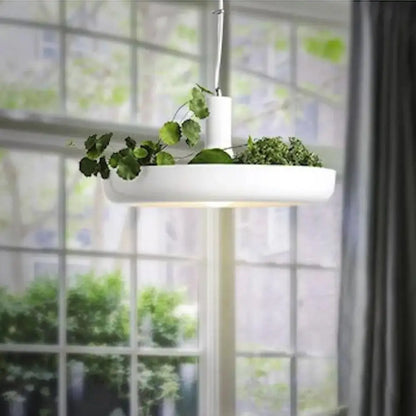 Modern white circular planter pendant lighting living room decor