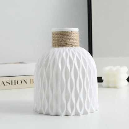 Textured pastel ceramic flower arrangement vase set living room decor