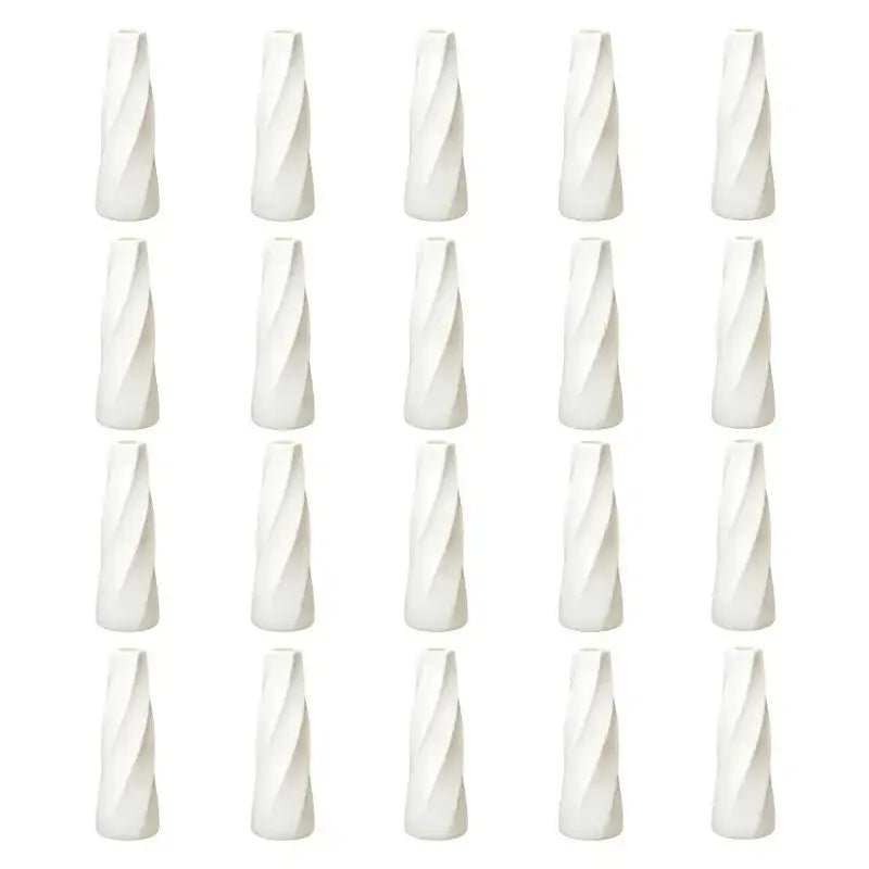 Retro twisted white plastic flower vases living room decor pack
