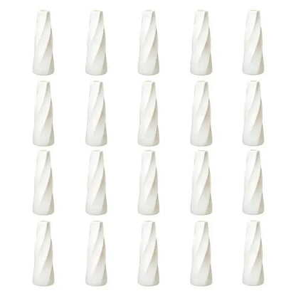 Retro twisted white plastic flower vases living room decor pack