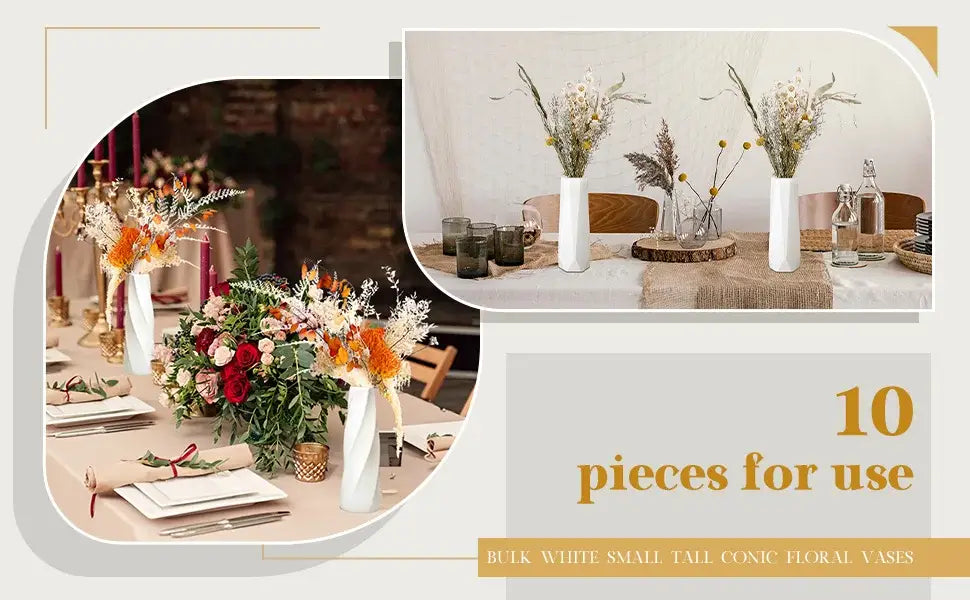 Retro twisted white plastic flower vases living room decor pack