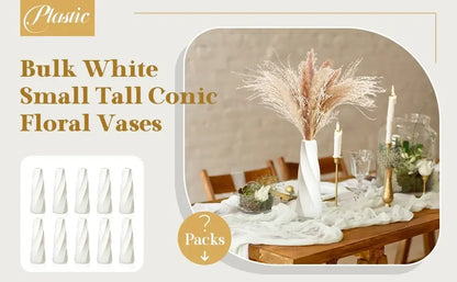 Retro twisted white plastic flower vases living room decor pack