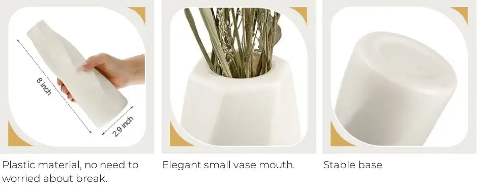 Retro twisted white plastic flower vases living room decor pack