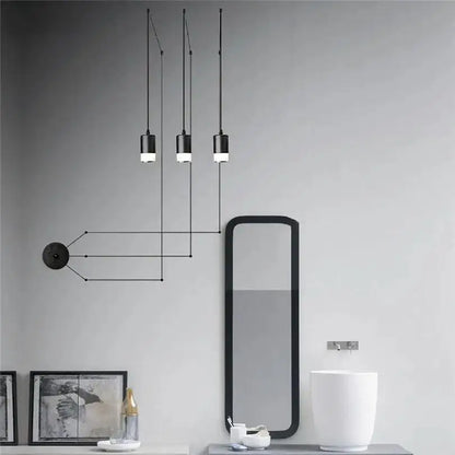 Modern black plug-in hanging lights bedroom cylindrical pendants