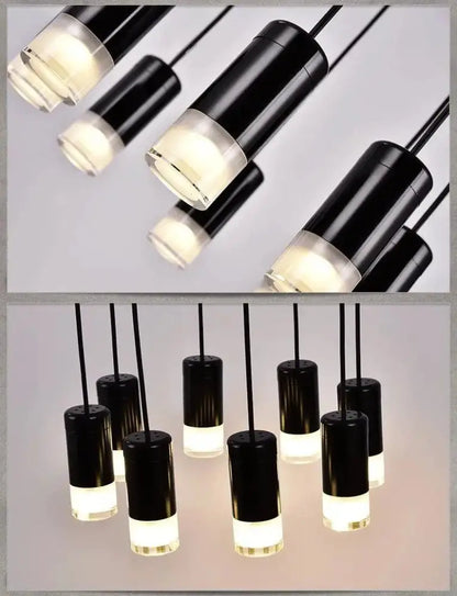 Modern black plug-in hanging lights bedroom cylindrical pendants