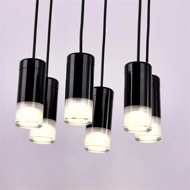 Modern black plug-in hanging lights bedroom cylindrical pendants