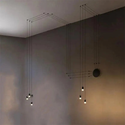 Modern black plug-in hanging lights bedroom cylindrical pendants