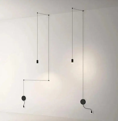 Modern black plug-in hanging lights bedroom cylindrical pendants