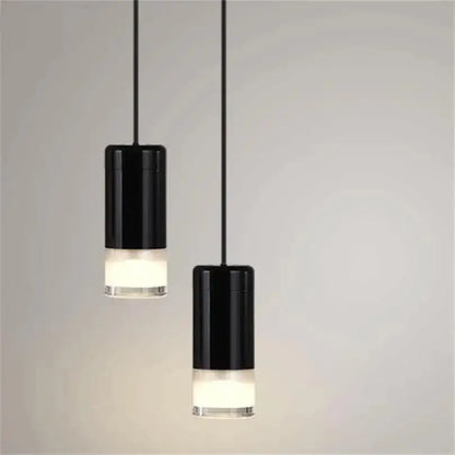 Modern black plug-in hanging lights bedroom cylindrical pendants