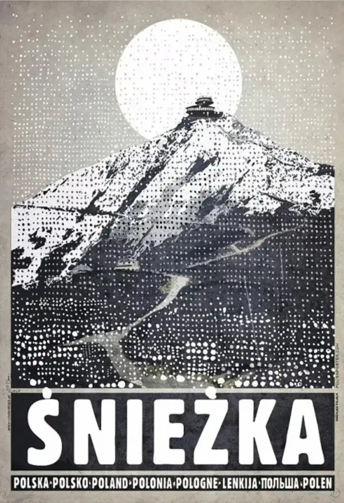 Vintage poland city śnieżka moon canvas wall art living room decor