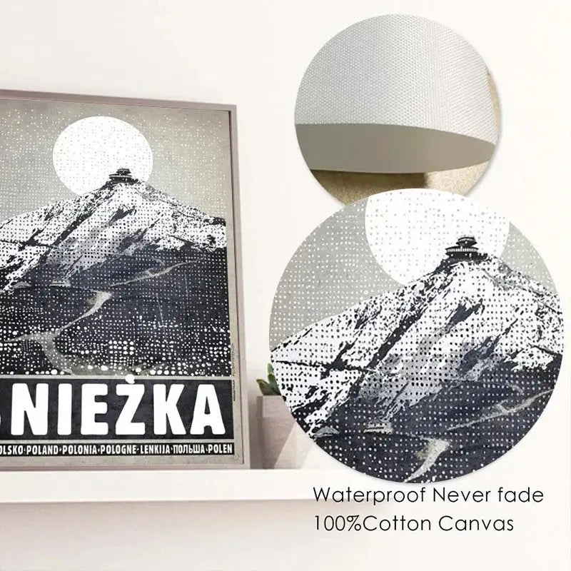 Vintage poland city śnieżka moon canvas wall art living room decor