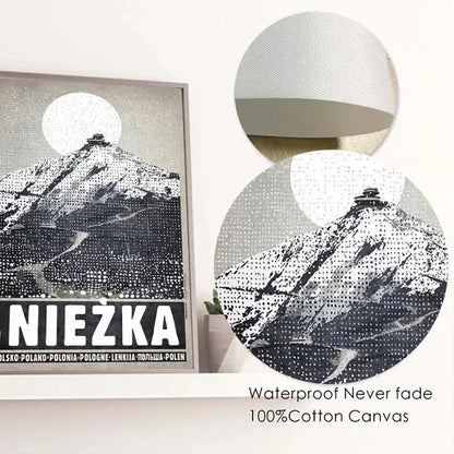 Vintage poland city śnieżka moon canvas wall art living room decor
