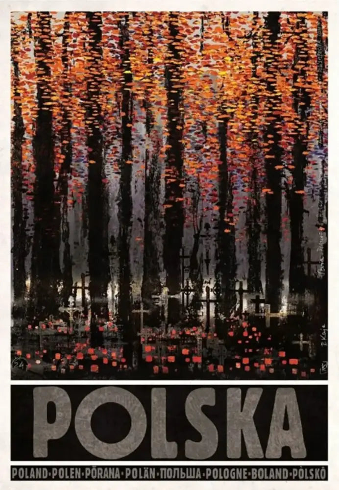 Vintage poland city śnieżka moon canvas wall art living room decor