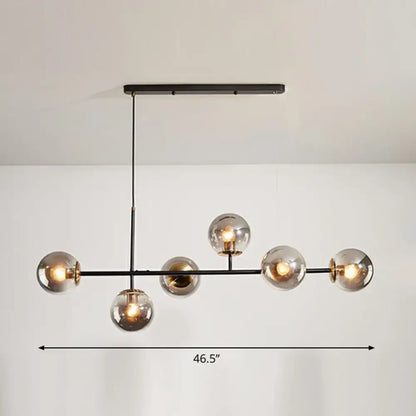 Postmodern black 6-light glass globe chandelier dining room e26 e27 light