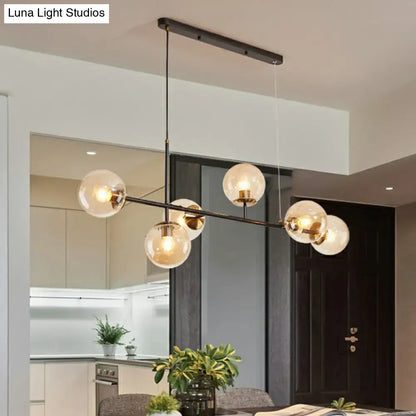 Postmodern black 6-light glass globe chandelier dining room e26 e27 light