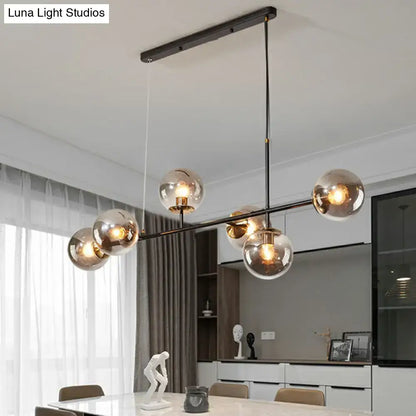 Postmodern black 6-light glass globe chandelier dining room e26 e27 light