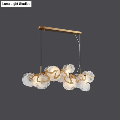 Postmodern gold and glass circle pendant light for dining room