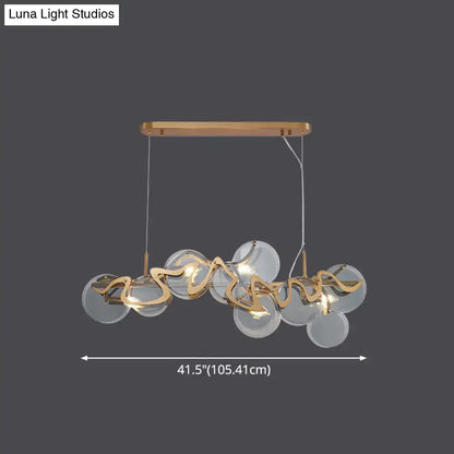 Postmodern gold and glass circle pendant light for dining room