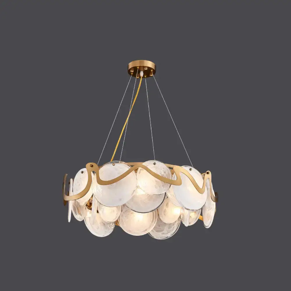 Postmodern gold and glass circle pendant light for dining room