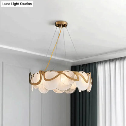 Postmodern gold and glass circle pendant light for dining room