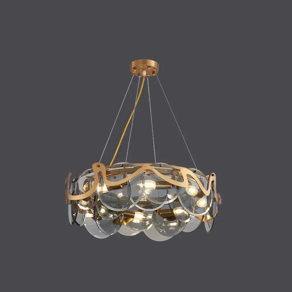 Postmodern gold and glass circle pendant light for dining room
