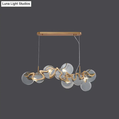 Postmodern gold and glass circle pendant light for dining room
