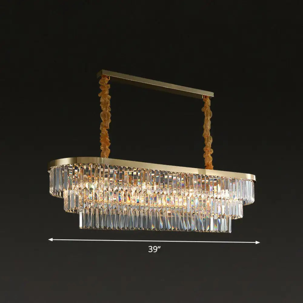 Postmodern brass clear crystal rod chandelier dining room light