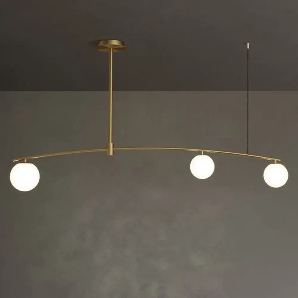 Postmodern gold pendant light with frosted white glass dining room