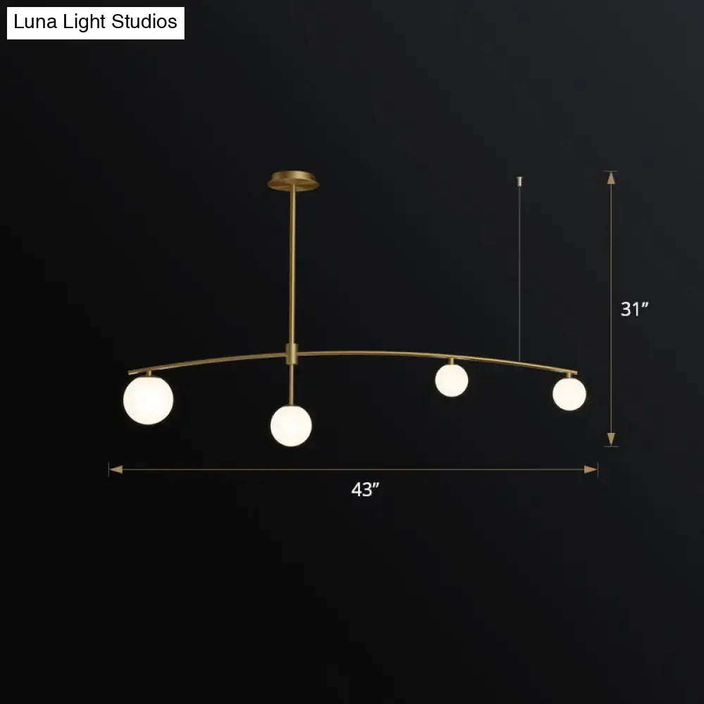 Postmodern gold pendant light with frosted white glass dining room