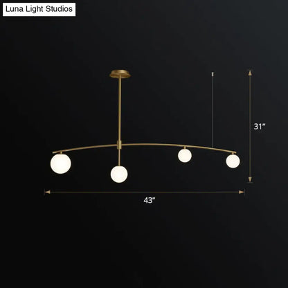 Postmodern gold pendant light with frosted white glass dining room