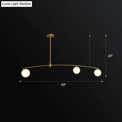 Postmodern gold pendant light with frosted white glass dining room