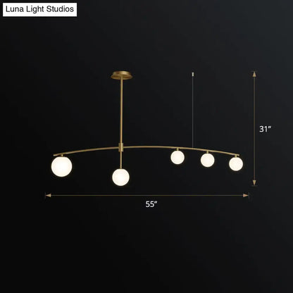 Postmodern gold pendant light with frosted white glass dining room