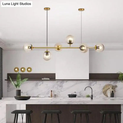 Modern gold island pendant with smoked glass globes dining room 110v-120v